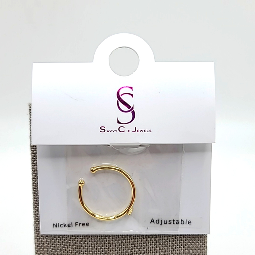 Savvy Cie Initial "A" Letter Gold Adjustable Ring